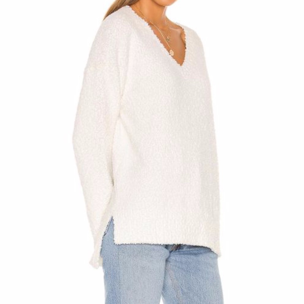 Sanctuary White Soft Teddy V Neck Sweater